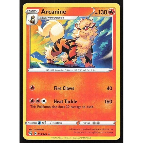 Pokemon TCG - Arcanine - 033/264 - Fusion Strike - Regular  - Rare - MP - Picture 1 of 3